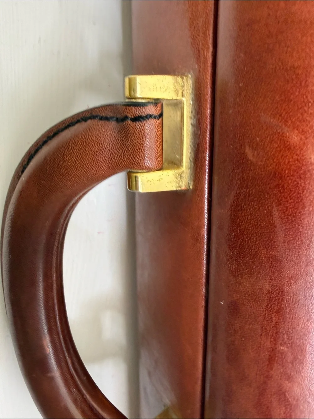 Tumi Brown Leather Briefcase with Brass Hardware